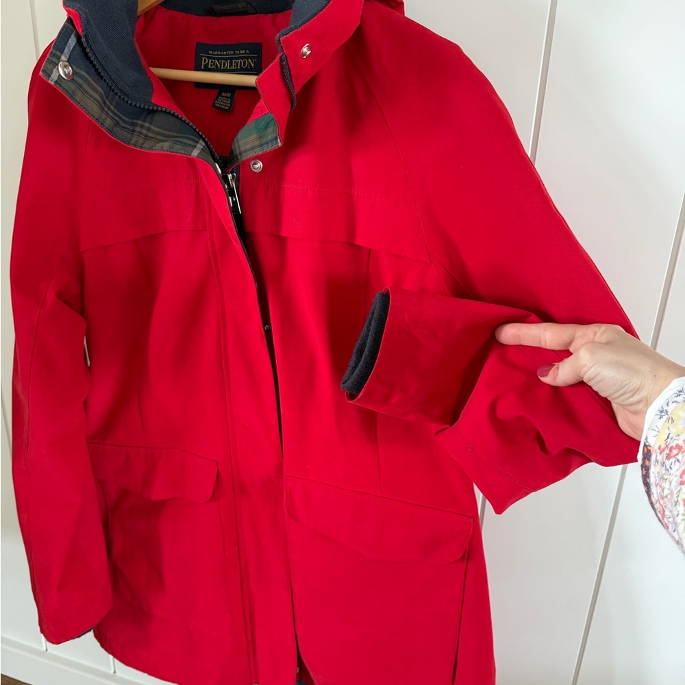 Pendleton Red Rainjacket With Plaid Lining - image 3